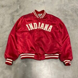 Swingster Indiana Hoosiers Varsity Jacket Red Mens XL Snap Front Satin USA Made
